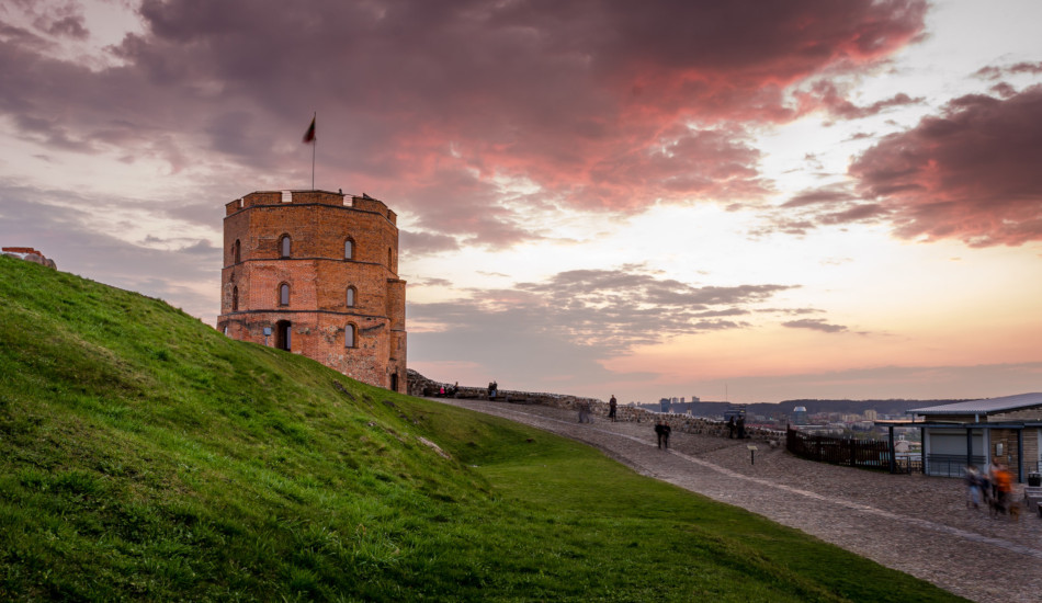 Gediminas Tower overlooking Vilnius, Lithuania.