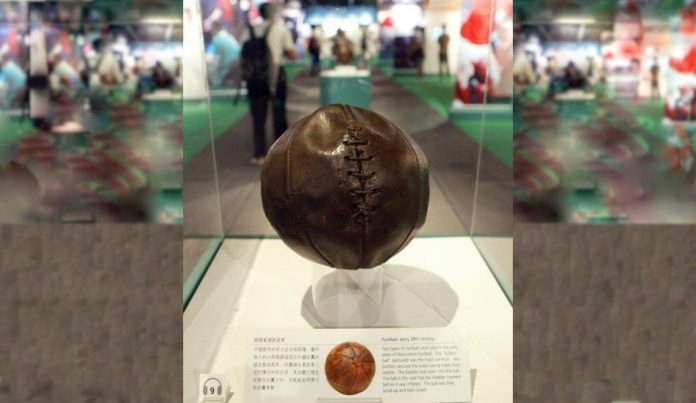 A replica of an ancient soccer ball.