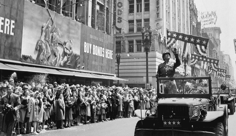 General Patton during a welcome home parade in Los Angeles, June 9, 1945.