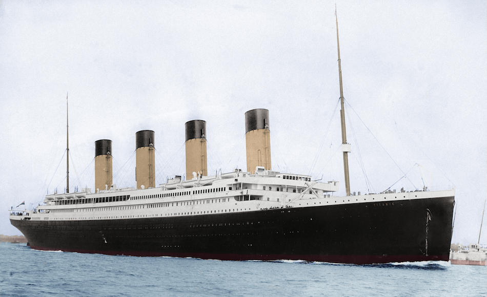 Titanic ship in color.