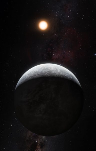 This planet is one of 16 super-Earths discovered by the HARPS instrument on the 3.6-meter telescope at ESO's La Silla Observatory. This artist's impression shows the planet orbiting the Sun-like star HD 85512 in the southern constellation of Vela (The Sail).