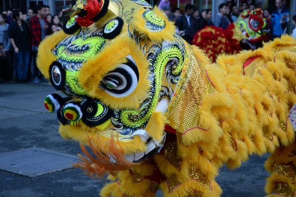 On Chinese new year, the lion dance is one of the most popular festive motives.