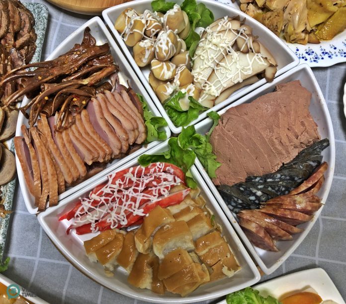 The dishes for a New Year's Eve reunion dinner in northern Taiwan's Taoyuan City.