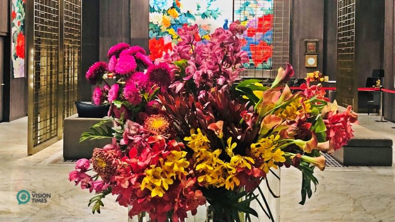 A large bouquet of flowers.