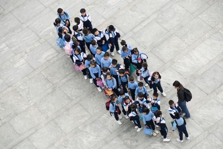 Hong Kong schoolchildren during an excursion.