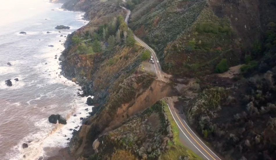 Damage to Highway 1 near Big Sur, California.