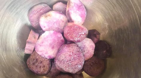 Ube steamed in a bowl