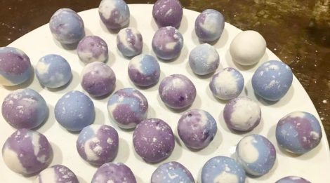 Tang Yuan balls that now have a galaxy like pattern in them.