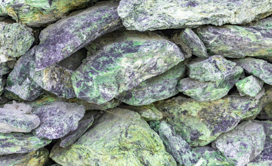 Rough, unpolished jadeite stone.