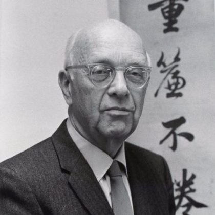 Black and white photo of John King Fairbank