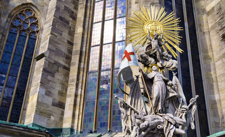 The exterior of St. Stephen`s Cathedral in the heart of Vienna, Austria.