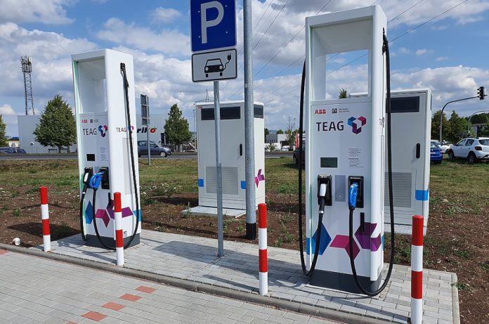 An Electric Vehicle charging station.
