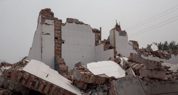 Rubble from the demolition.