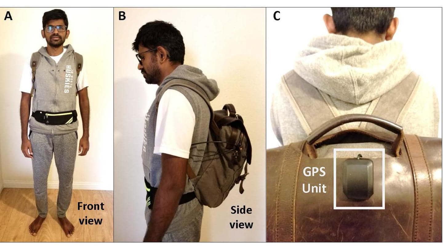 The backpack for the blind converts all the information received by the cameras and sensors into an audio navigation mode.