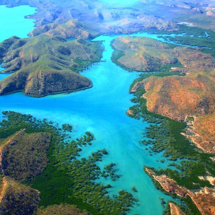 Aerial view of an island