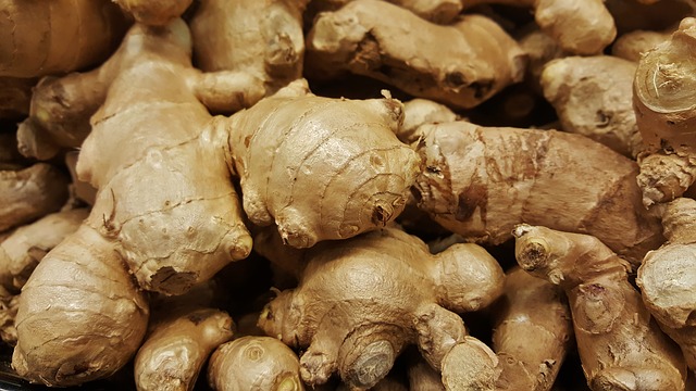 A pile of ginger root.