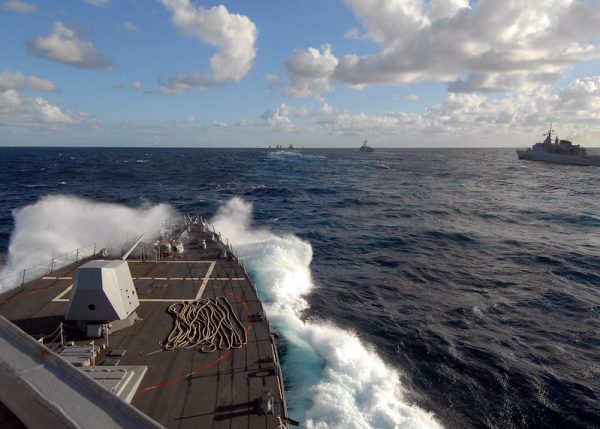 U.S. warships in the South China Sea.