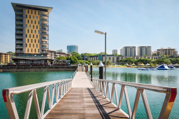 Scenic spot at Darwin Waterfront Wharf, Kitchener Bay, Northern Territory, Australia.