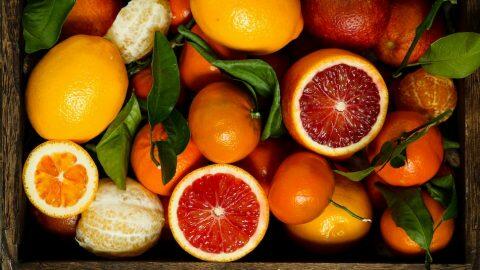 various citrus fruits.