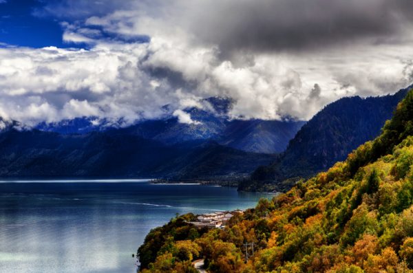 Bassoon lake in Linzhi City, Tibet, China.