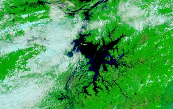 Poyang Lake as seen in a satellite image.