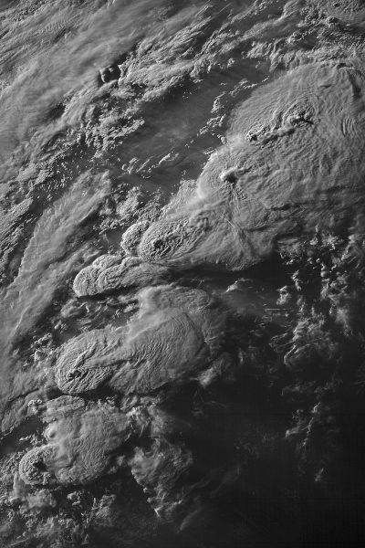 A string of supercell thunderstorms producing AACPs on May 27, 2021, over the Southern and Central Great Plains.