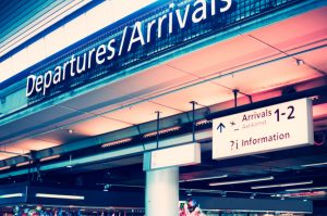 Airport departure/arrival area.