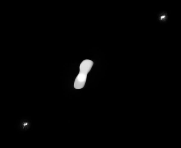 Image of Kleopatra, the dog-bone asteroid.