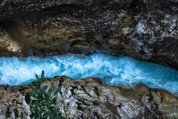 rushing river between rocks
