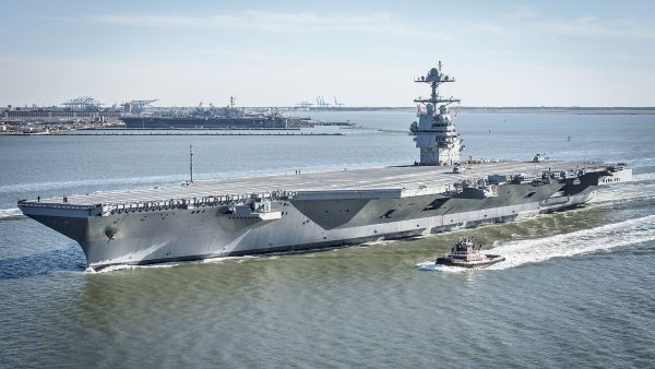 The USS aircraft carrier 'Gerald R. Ford' underway.