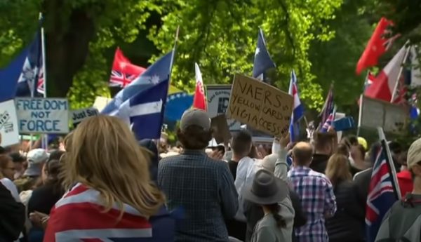 Thousands of people protested outside state parliament in Melbourne on December 4, in the first mass demonstration since the state government passed the new pandemic law.