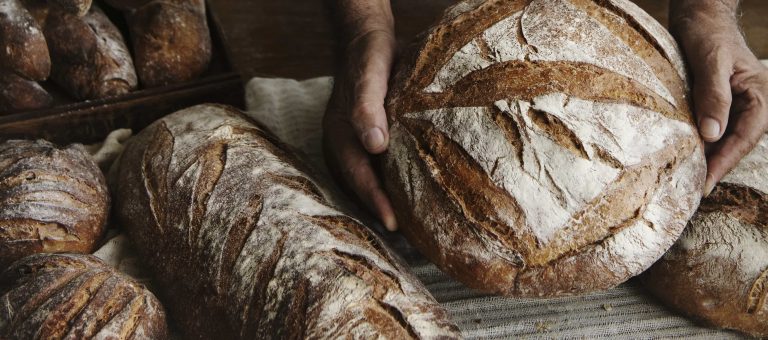 Loaves of sourdough bread.