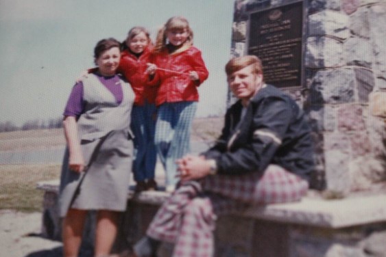 On an Ontario day trip when Squires was 8 with her grandma, sister, and father.