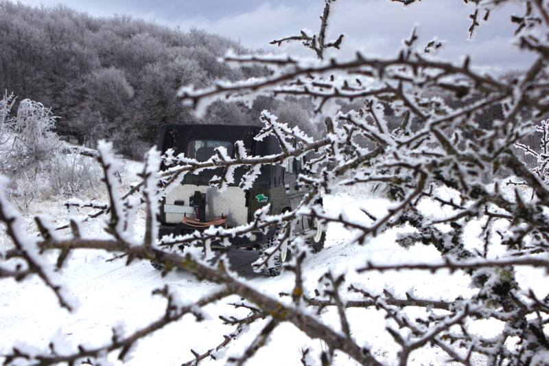 Aided by the wolves, the vehicle reached the top of the hill and was able to continue on its own.