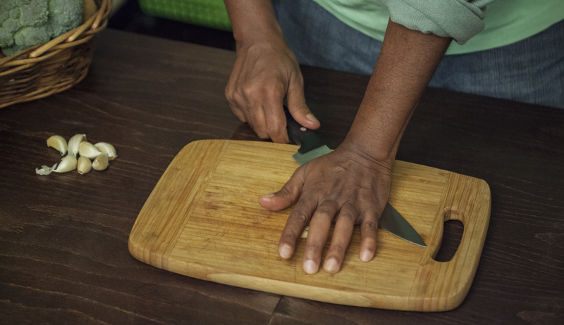 Sprinkle a thin layer of salt on a cutting board, let it sit for 30 minutes, then rinse with water. This will kill most bacteria and keep the cutting board clean.