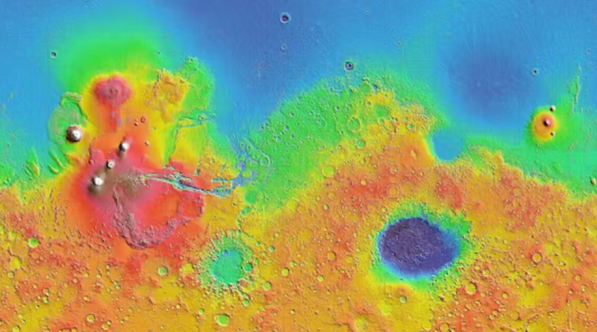 A map showing the ‘Martian dichotomy.’