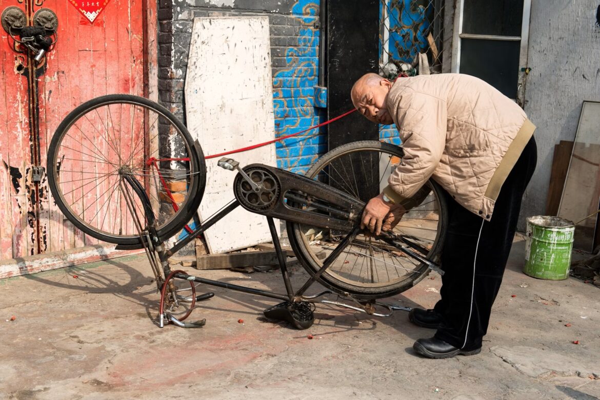 A Chinese bicycle repair shop.