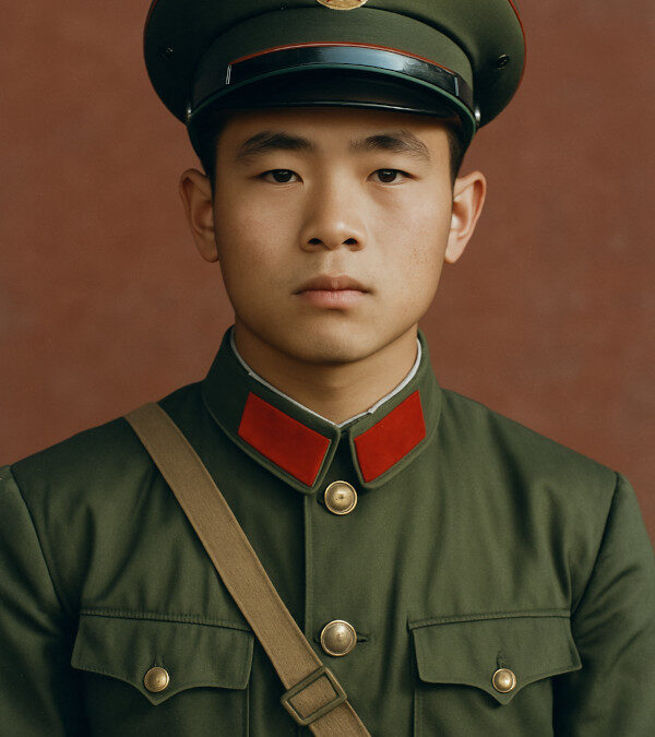 AI-generated image of a young Chinese soldier in uniform.