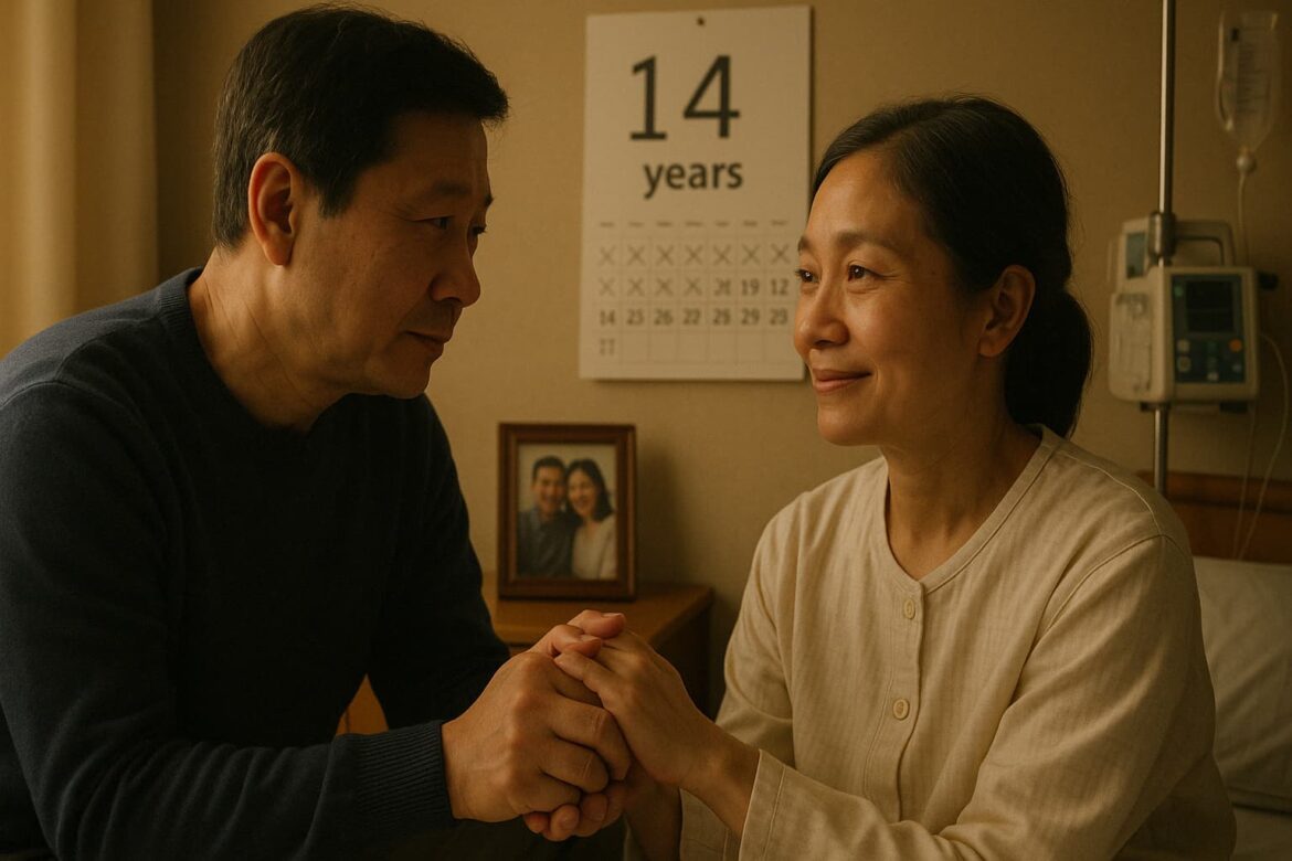 Wu Kundian and his paralyzed wife.