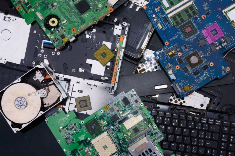 This e-waste includes old laptops and phones, which contain precious materials such as gold.