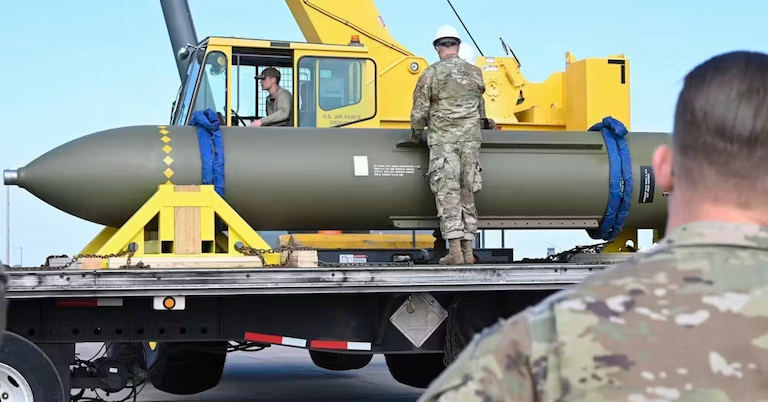 The 13,600 kg GBU-57 Massive Ordnance Penetrator bomb is a huge bunker buster designed to destroy targets deep underground.