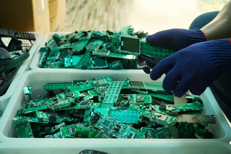 A sample of refined gold recovered from mining and e-waste recycling trials.