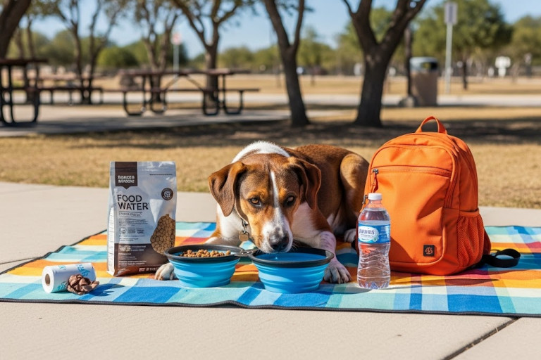 Sticking to their usual feeding and potty routines helps your dog stay calm, healthy, and accident-free when you travel.
