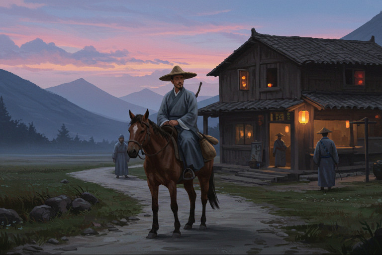 In a desperate search for his lost fortune, the merchant retraced his steps, returning to the inn.