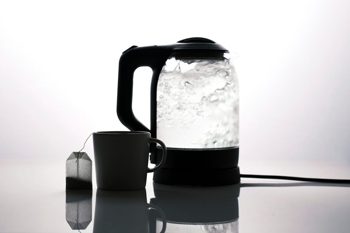 An electric kettle boiling water.