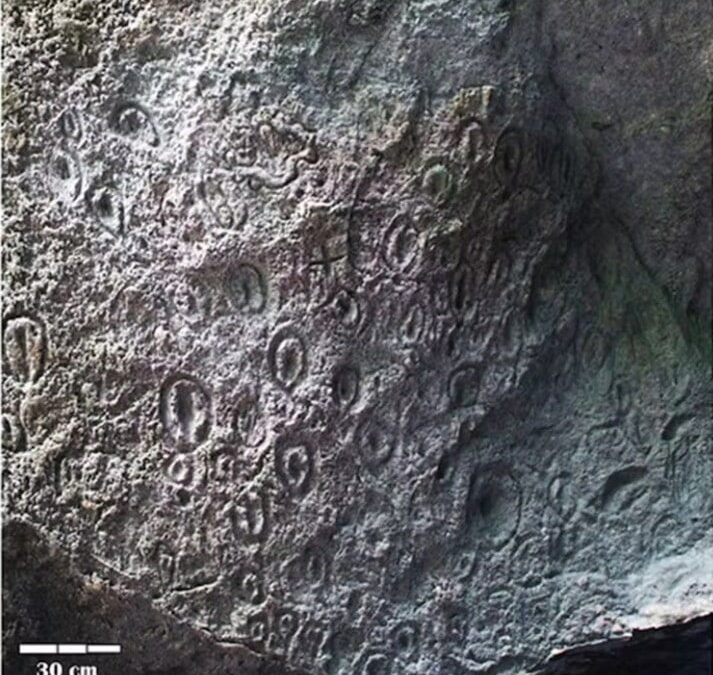 Indigenous petroglyph rock engraving from Walufeni Cave.