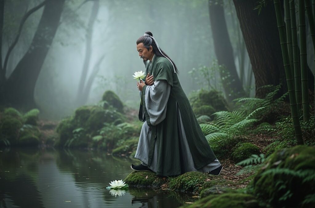 Stepping carefully to the water’s edge, he selected a single perfect blossom and plucked it with gentle hands. As he turned to leave, a divine voice rebuked him.