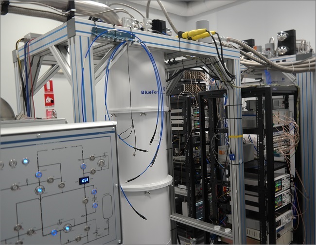 A high-quality dilution refrigerator used for Microsoft's quantum research.