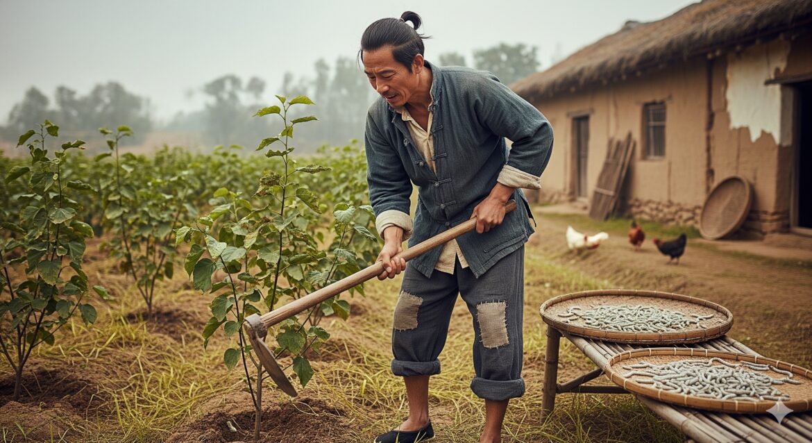 A villager with a hoe.