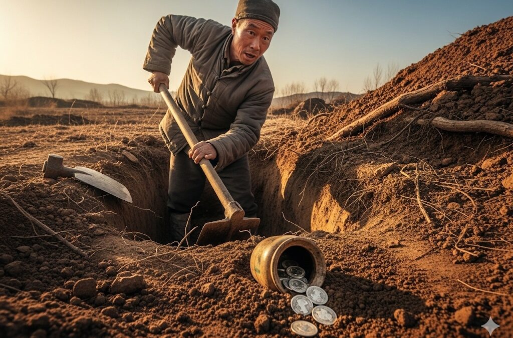 Opening the jar, he found a wealth of silver.